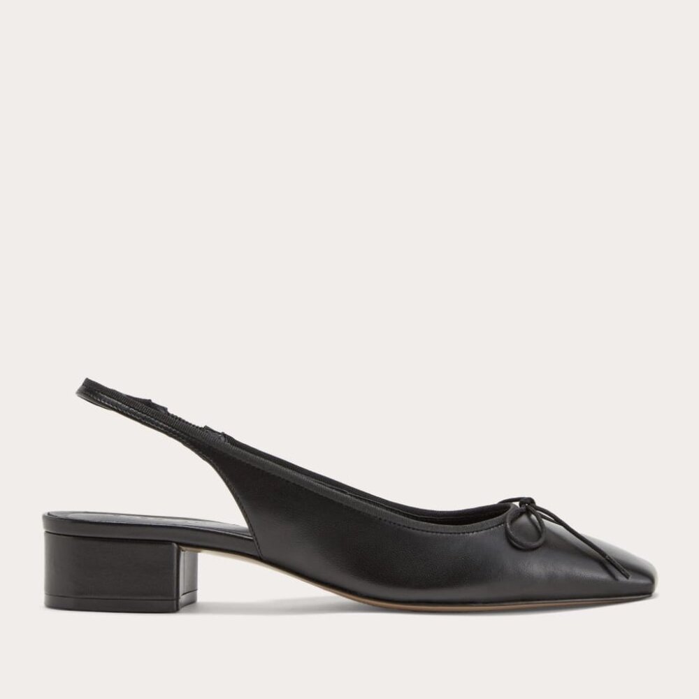 Everlane Ballet Slingback Heel in Black, Size 7.5
